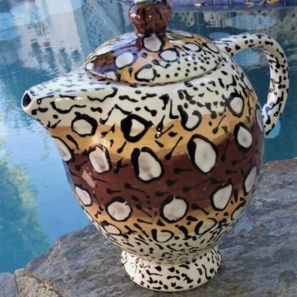 FUN & Classic Leopard, Cheetah Animal Print patterned Ceramic Art Teapot - Picture 2 of 9